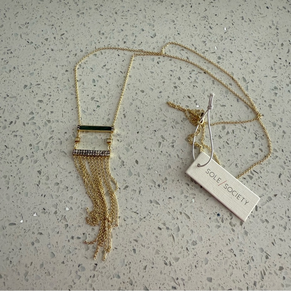 NWT Sole Society Fringe Genuine Semi-Precious Necklace - Picture 2 of 5